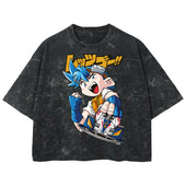 Playera streetwear premium de anime y gaming ExtraLife MX, corte boxy deluxe mineral wash heavyweight en color Acid Wash, moda urbana mexicana de culto.