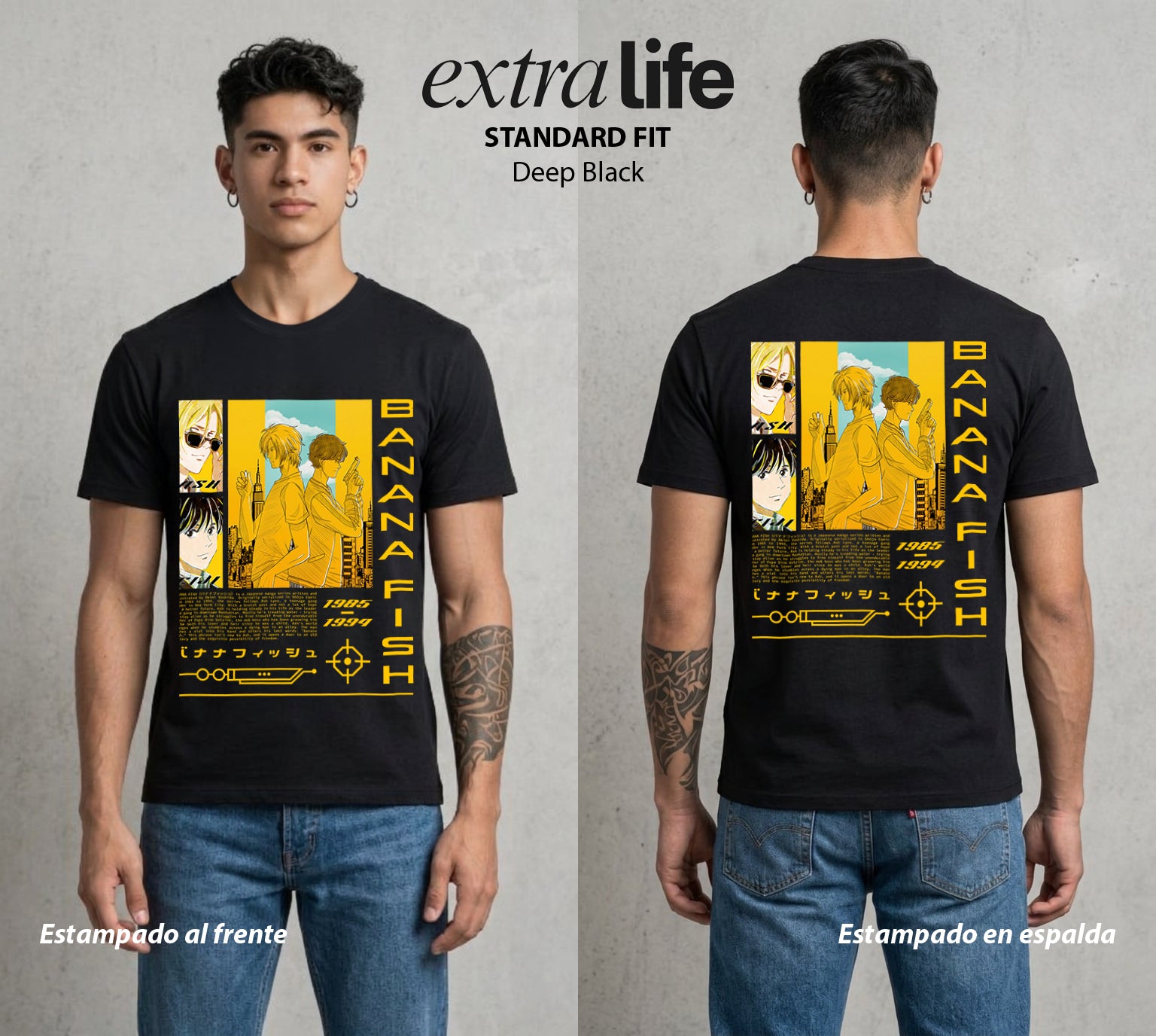 El Pez del Asfalto | Ash y el Mar #00179 - Playera Standard Fit | Deep Black - Foto en modelo