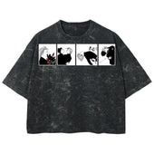 Playera streetwear premium de anime y gaming ExtraLife MX, corte boxy deluxe mineral wash heavyweight en color Acid Wash, moda urbana mexicana de culto.