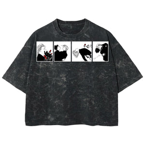 Playera streetwear premium de anime y gaming ExtraLife MX, corte boxy deluxe mineral wash heavyweight en color Acid Wash, moda urbana mexicana de culto.