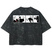 Playera streetwear premium de anime y gaming ExtraLife MX, corte boxy deluxe mineral wash heavyweight en color Acid Wash, moda urbana mexicana de culto.