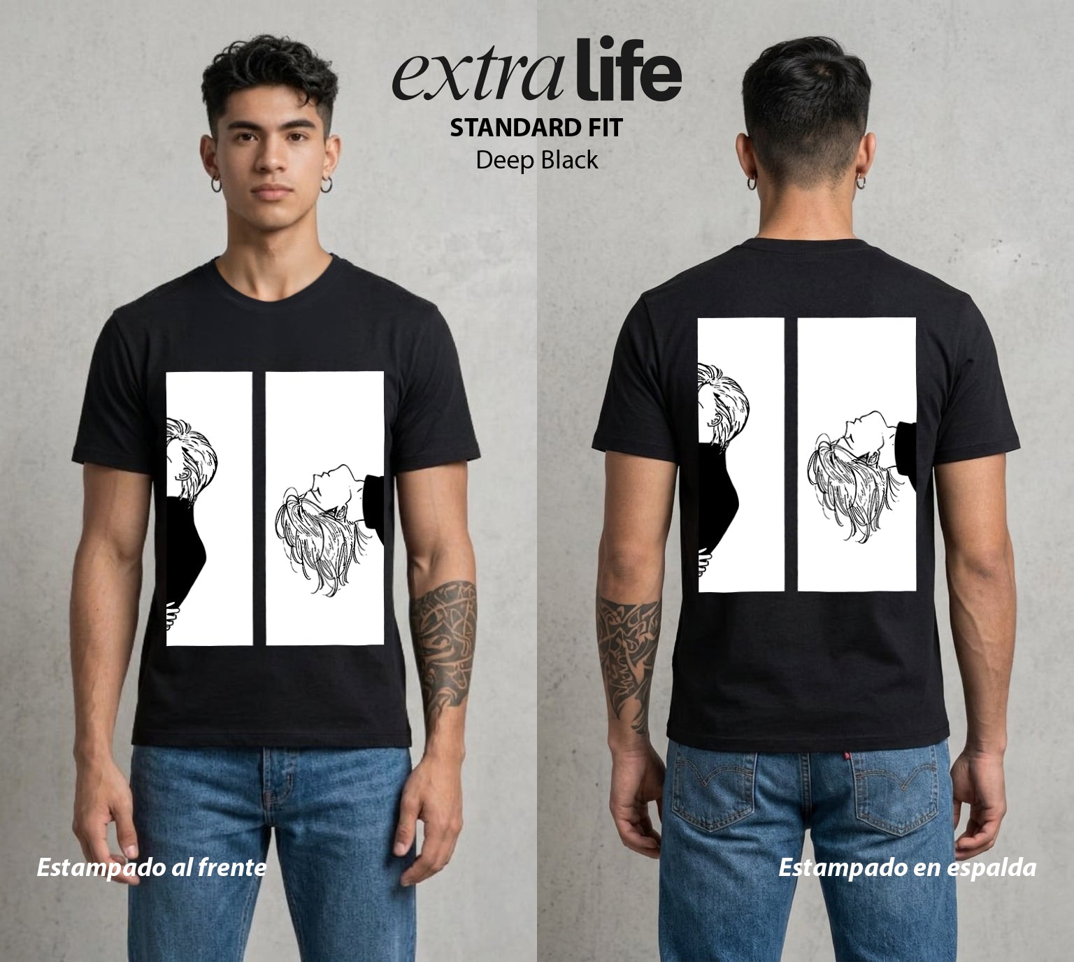 El Pez del Asfalto | El Asfalto y el Amor #00180 - Playera Standard Fit | Deep Black - Foto en modelo