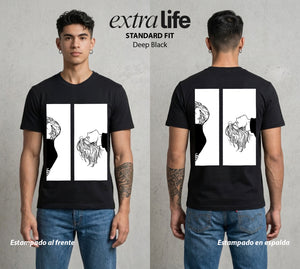 El Pez del Asfalto | El Asfalto y el Amor #00180 - Playera Standard Fit | Deep Black - Foto en modelo