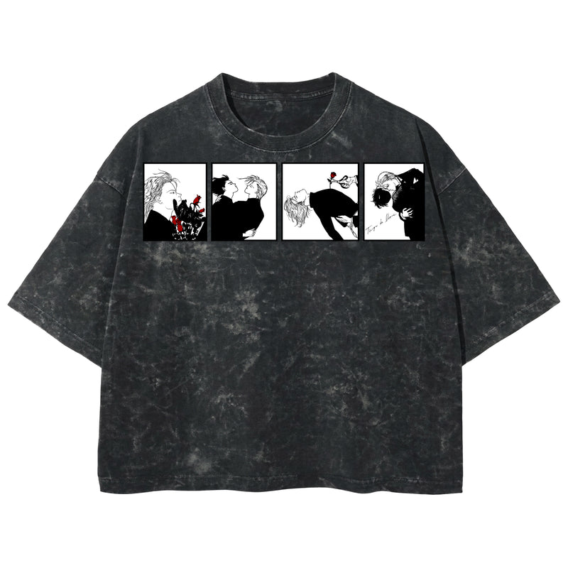 Playera streetwear premium de anime y gaming ExtraLife MX, corte boxy deluxe mineral wash heavyweight en color Acid Wash, moda urbana mexicana de culto.