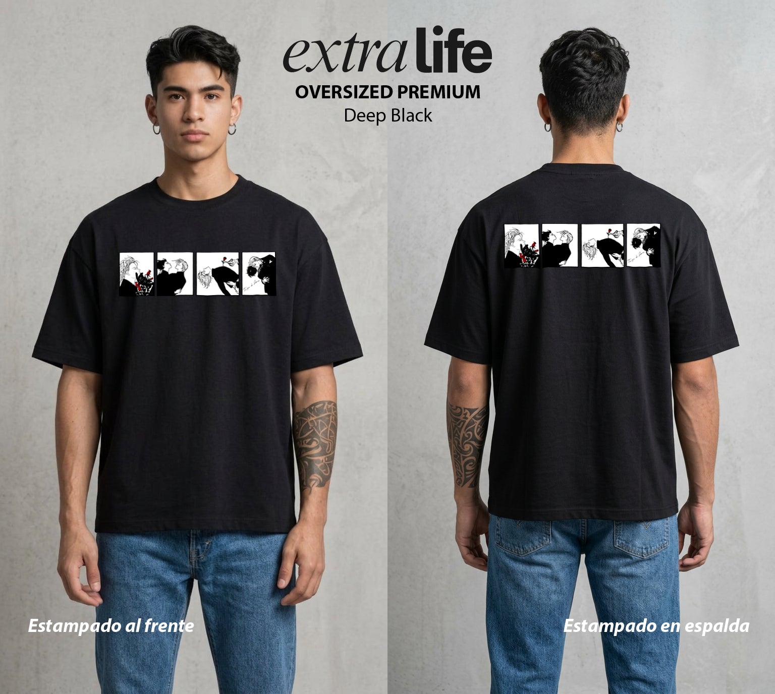 El Pez del Asfalto | El Asfalto y el Amor #00182 - Playera Oversized Premium | Deep Black - Foto en modelo