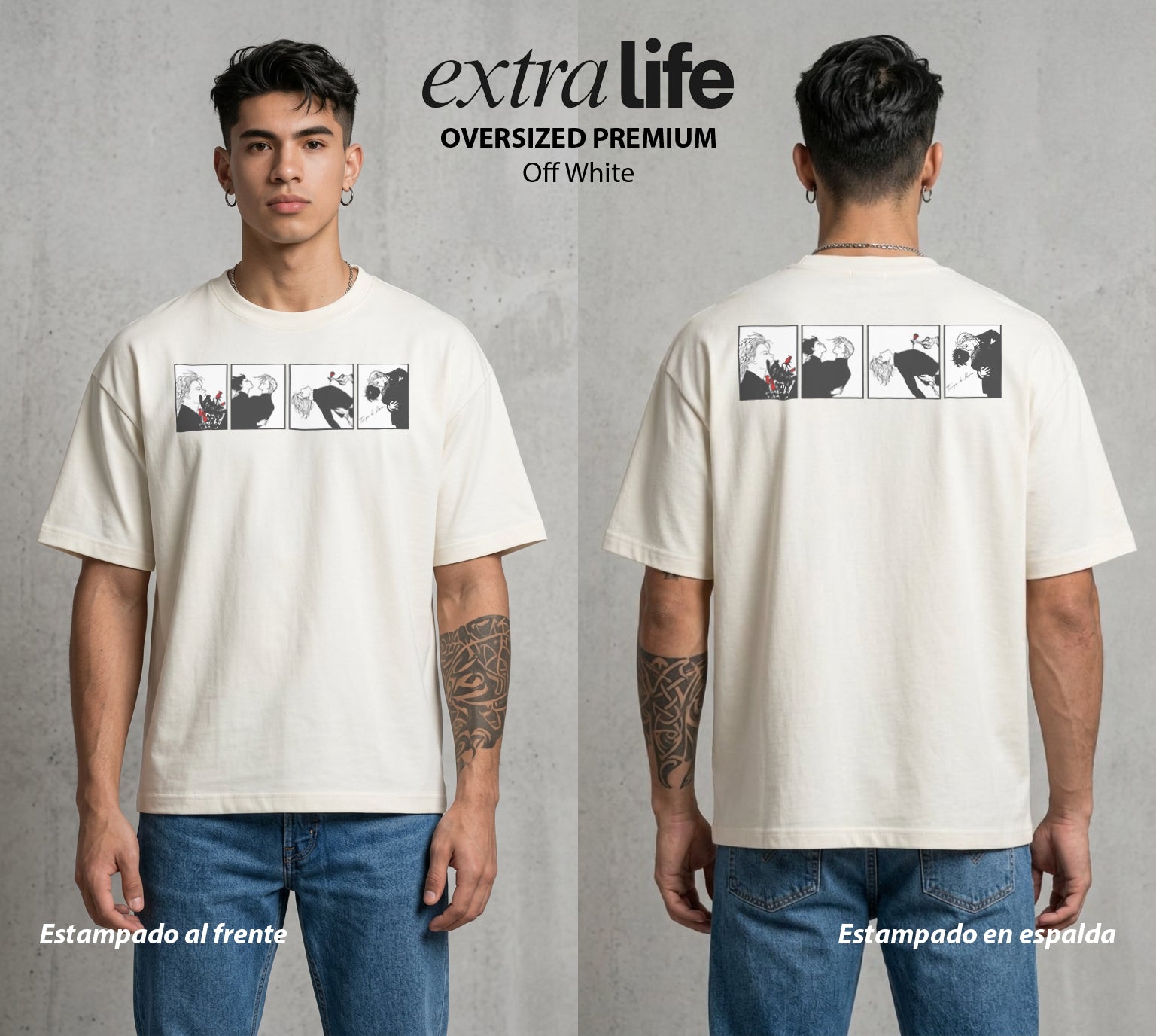 El Pez del Asfalto | El Asfalto y el Amor #00182 - Playera Oversized Premium | Off White - Foto en modelo