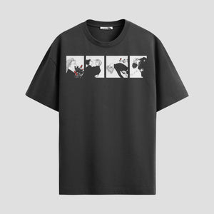 Playera urbana de anime y gaming ExtraLife MX, corte Standard Fit unisex ligero y transpirable en color Deep Black y Pure White, ropa de uso diario para gym y casual.