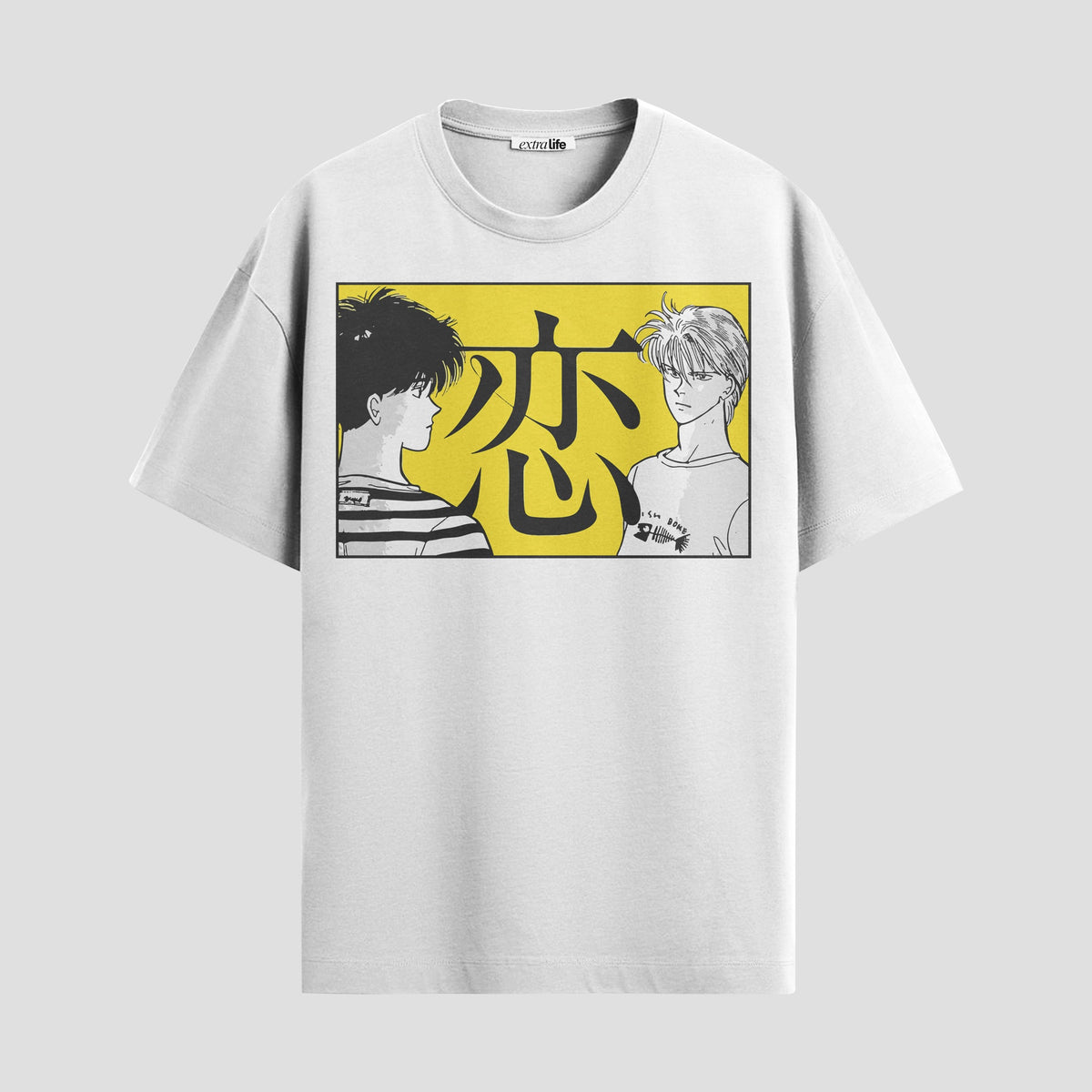 Playera urbana de anime y gaming ExtraLife MX, corte Classic Premium unisex ligero y transpirable en color Deep Black y Pure White, ropa de uso diario para gym y casual.
