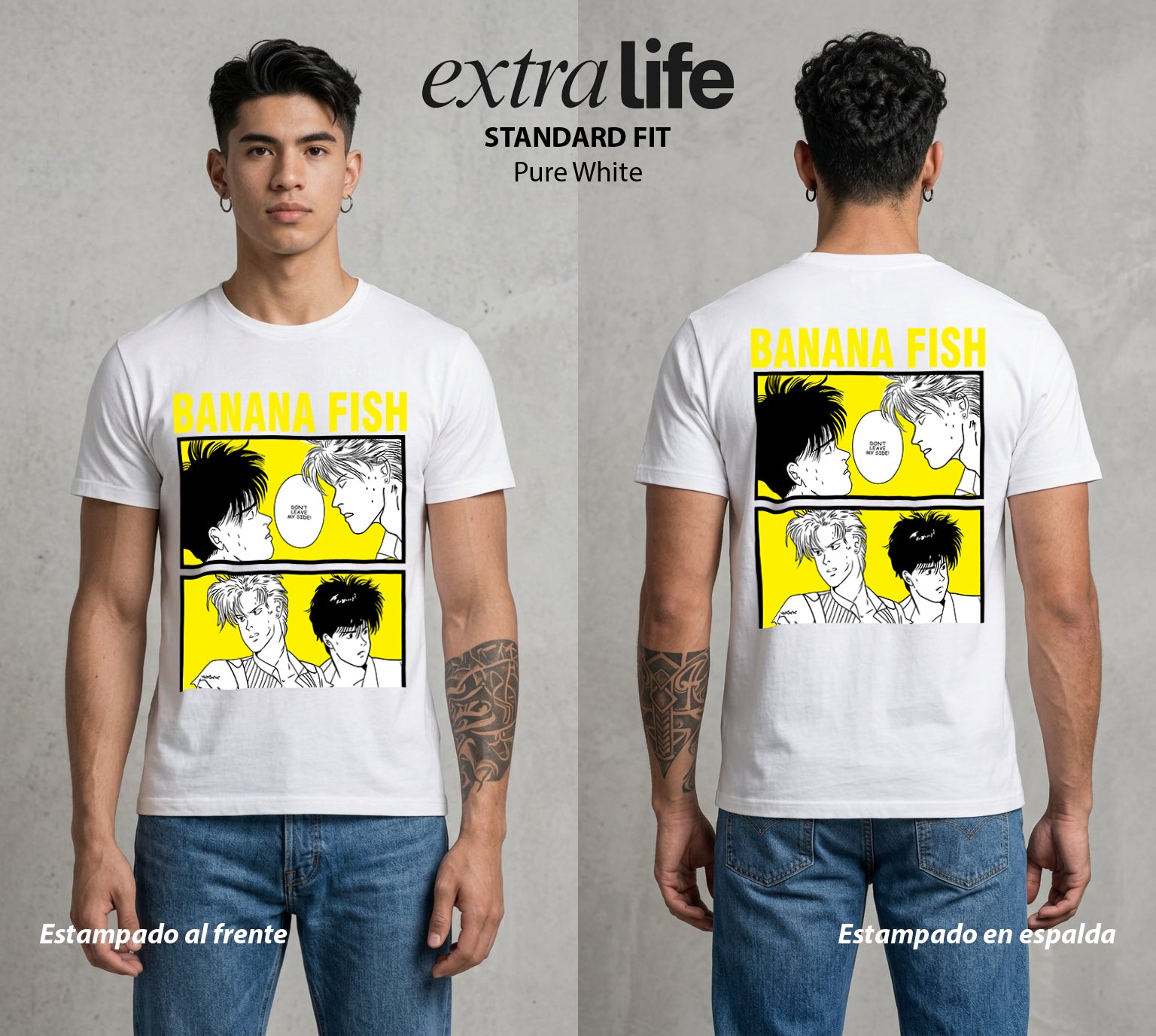 El Pez del Asfalto | Las Mariposas Rotas #00185 - Playera Standard Fit | Pure White - Foto en modelo