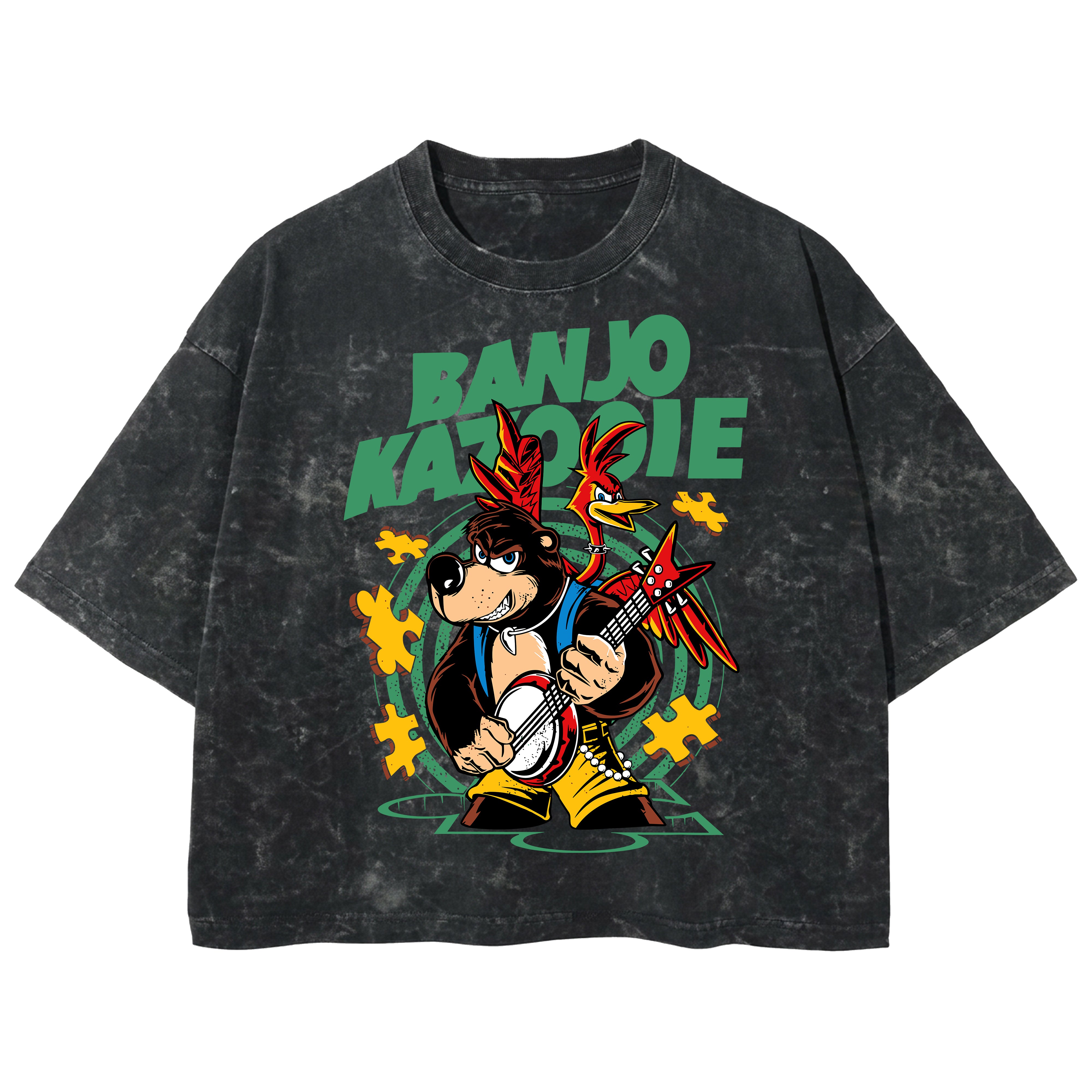 Playera streetwear premium de anime y gaming ExtraLife MX, corte boxy deluxe mineral wash heavyweight en color Acid Wash, moda urbana mexicana de culto.