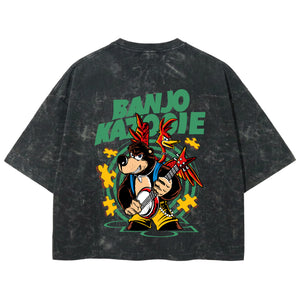Playera streetwear premium de anime y gaming ExtraLife MX, corte boxy deluxe mineral wash heavyweight en color Acid Wash, moda urbana mexicana de culto.