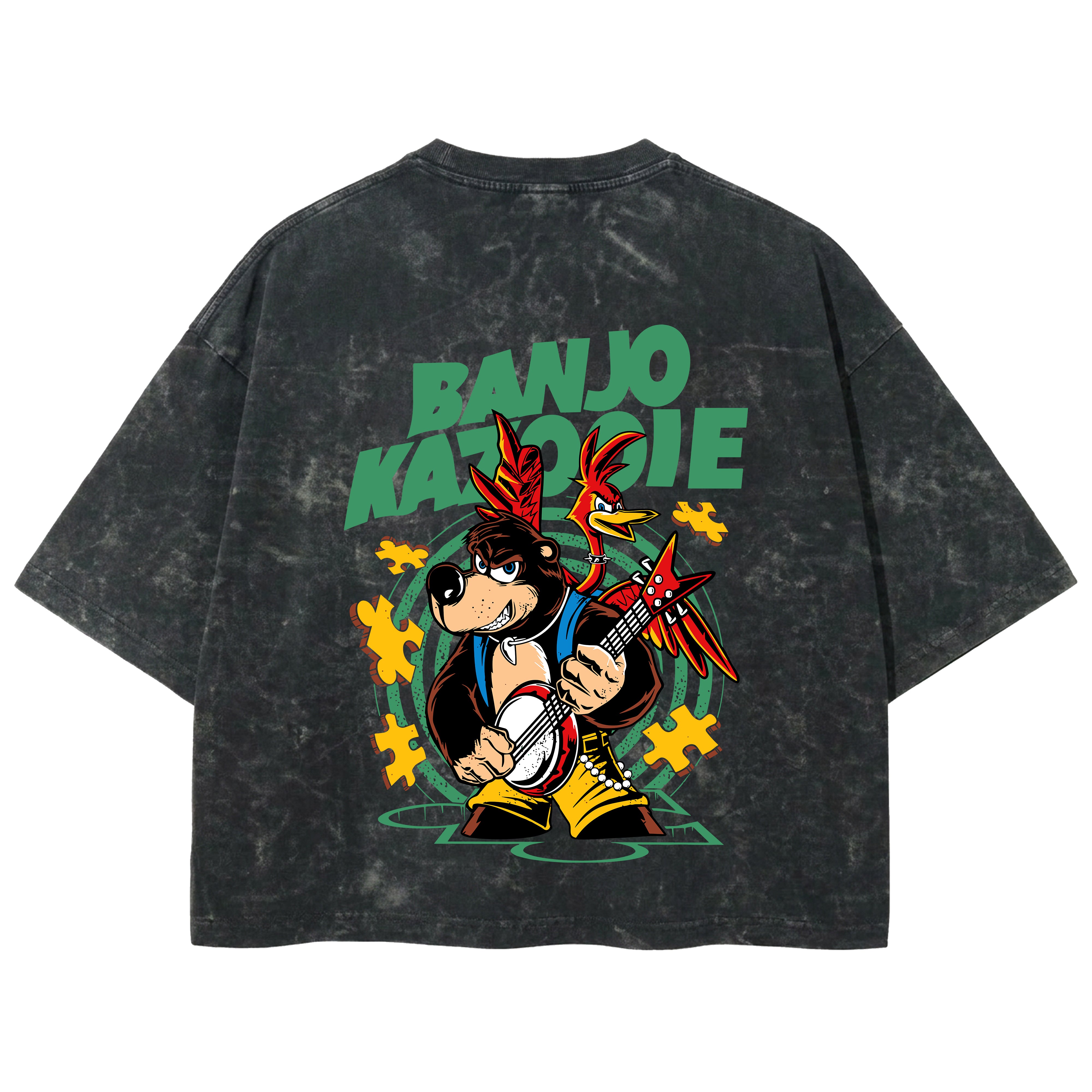 Playera streetwear premium de anime y gaming ExtraLife MX, corte boxy deluxe mineral wash heavyweight en color Acid Wash, moda urbana mexicana de culto.