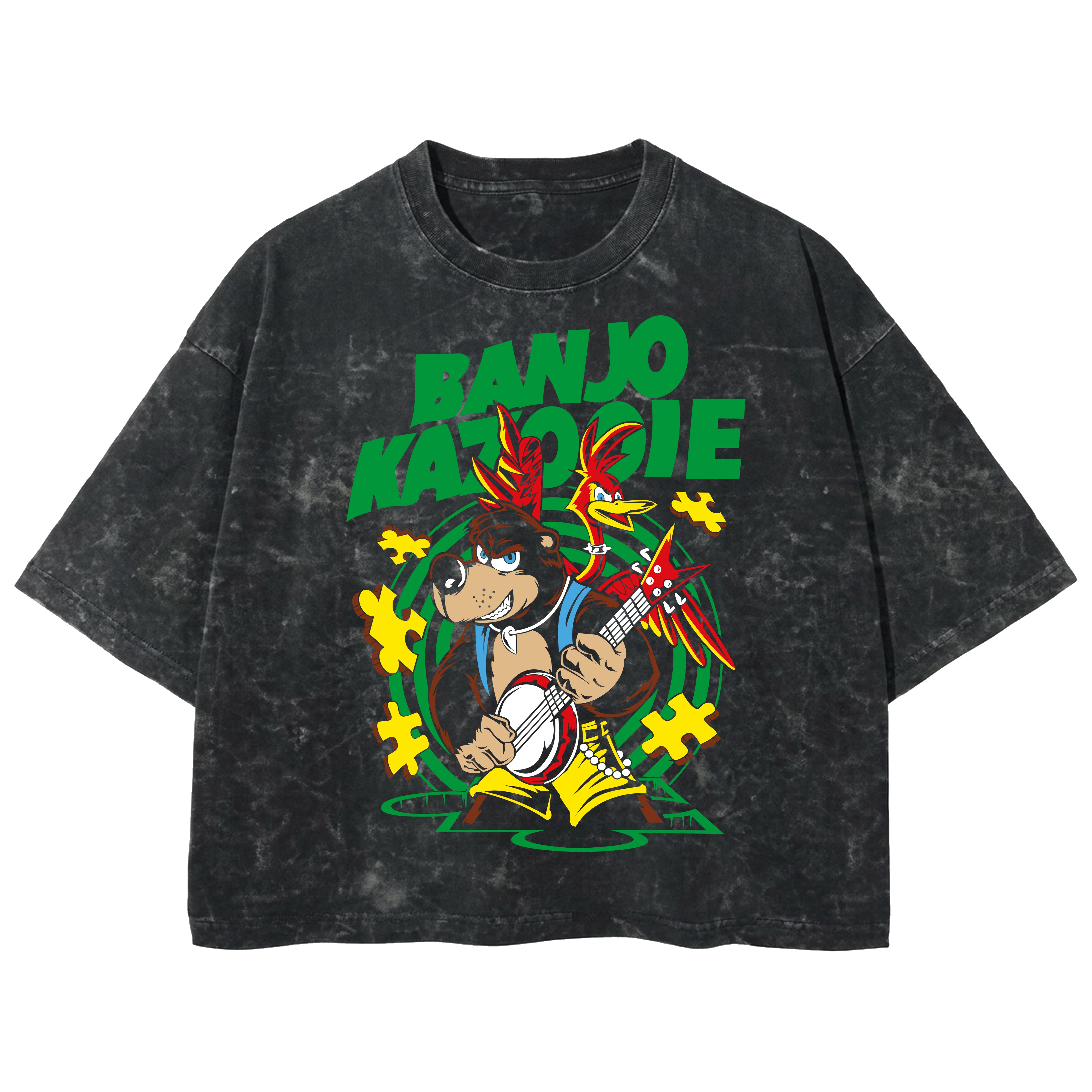 Playera streetwear premium de anime y gaming ExtraLife MX, corte boxy deluxe mineral wash heavyweight en color Acid Wash, moda urbana mexicana de culto.