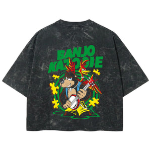 Playera streetwear premium de anime y gaming ExtraLife MX, corte boxy deluxe mineral wash heavyweight en color Acid Wash, moda urbana mexicana de culto.