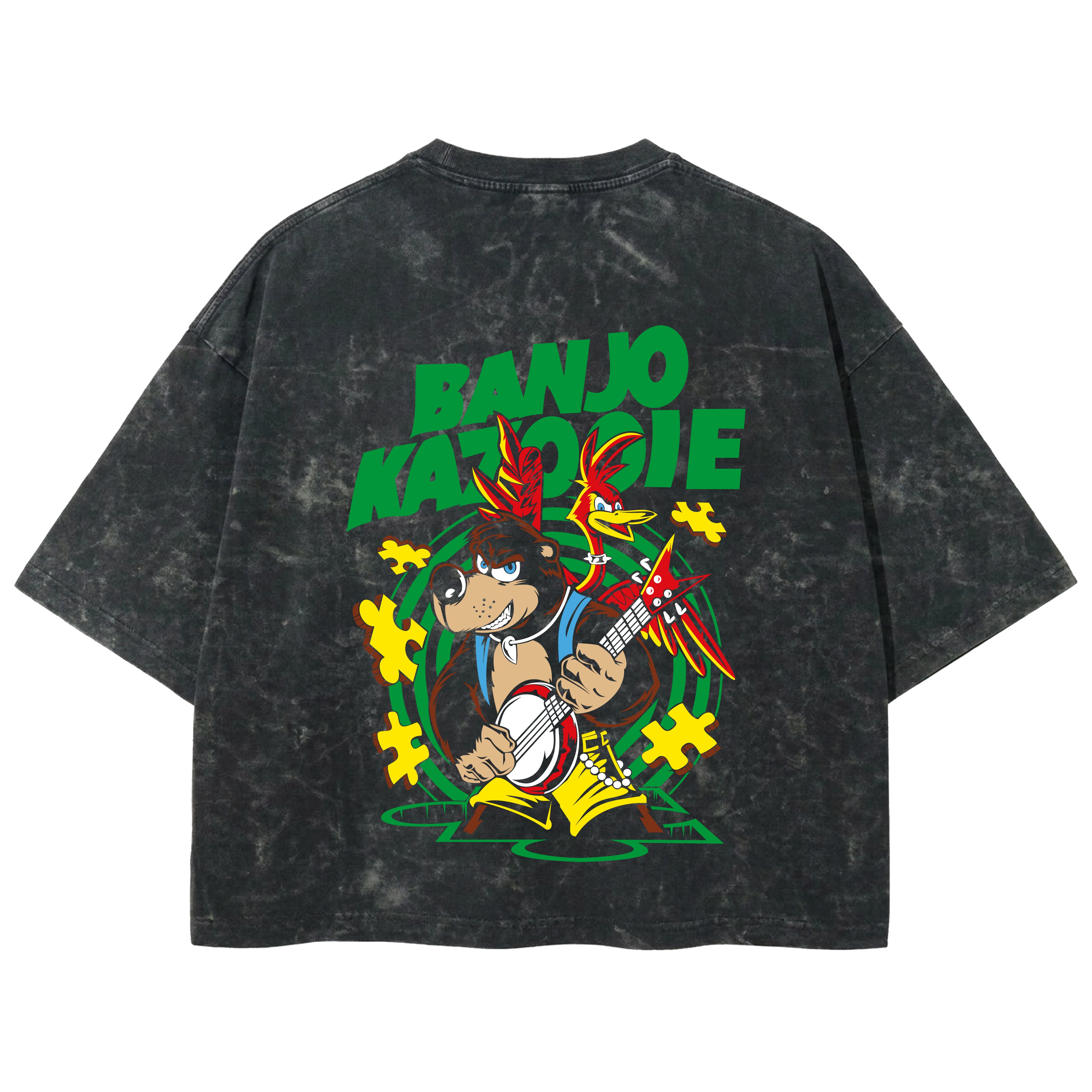 Playera streetwear premium de anime y gaming ExtraLife MX, corte boxy deluxe mineral wash heavyweight en color Acid Wash, moda urbana mexicana de culto.