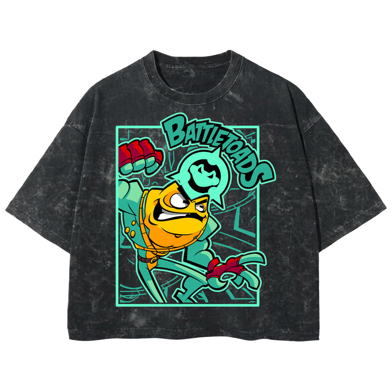 Playera streetwear premium de anime y gaming ExtraLife MX, corte boxy deluxe mineral wash heavyweight en color Acid Wash, moda urbana mexicana de culto.