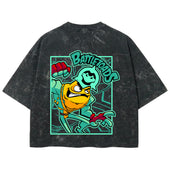 Playera streetwear premium de anime y gaming ExtraLife MX, corte boxy deluxe mineral wash heavyweight en color Acid Wash, moda urbana mexicana de culto.
