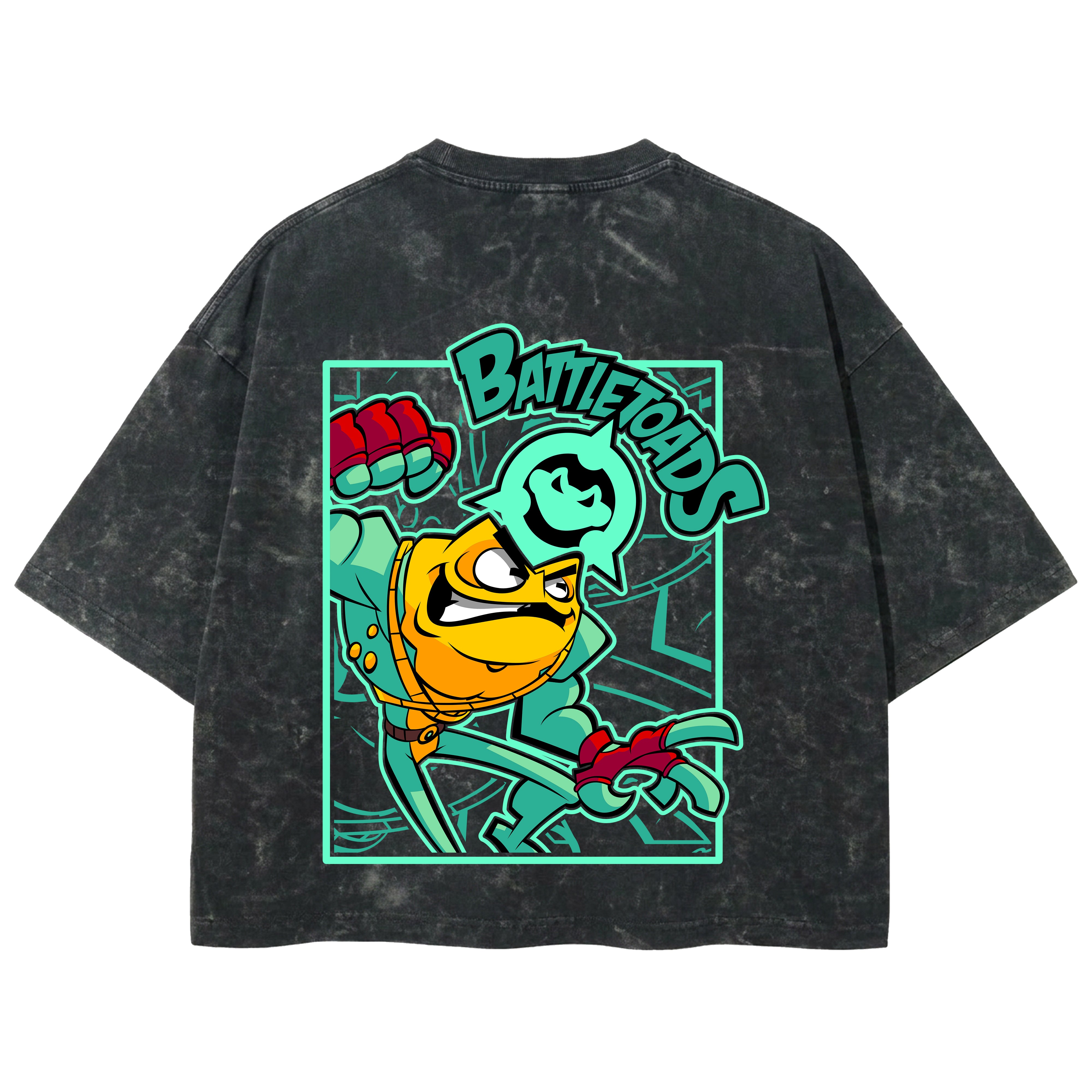 Playera streetwear premium de anime y gaming ExtraLife MX, corte boxy deluxe mineral wash heavyweight en color Acid Wash, moda urbana mexicana de culto.