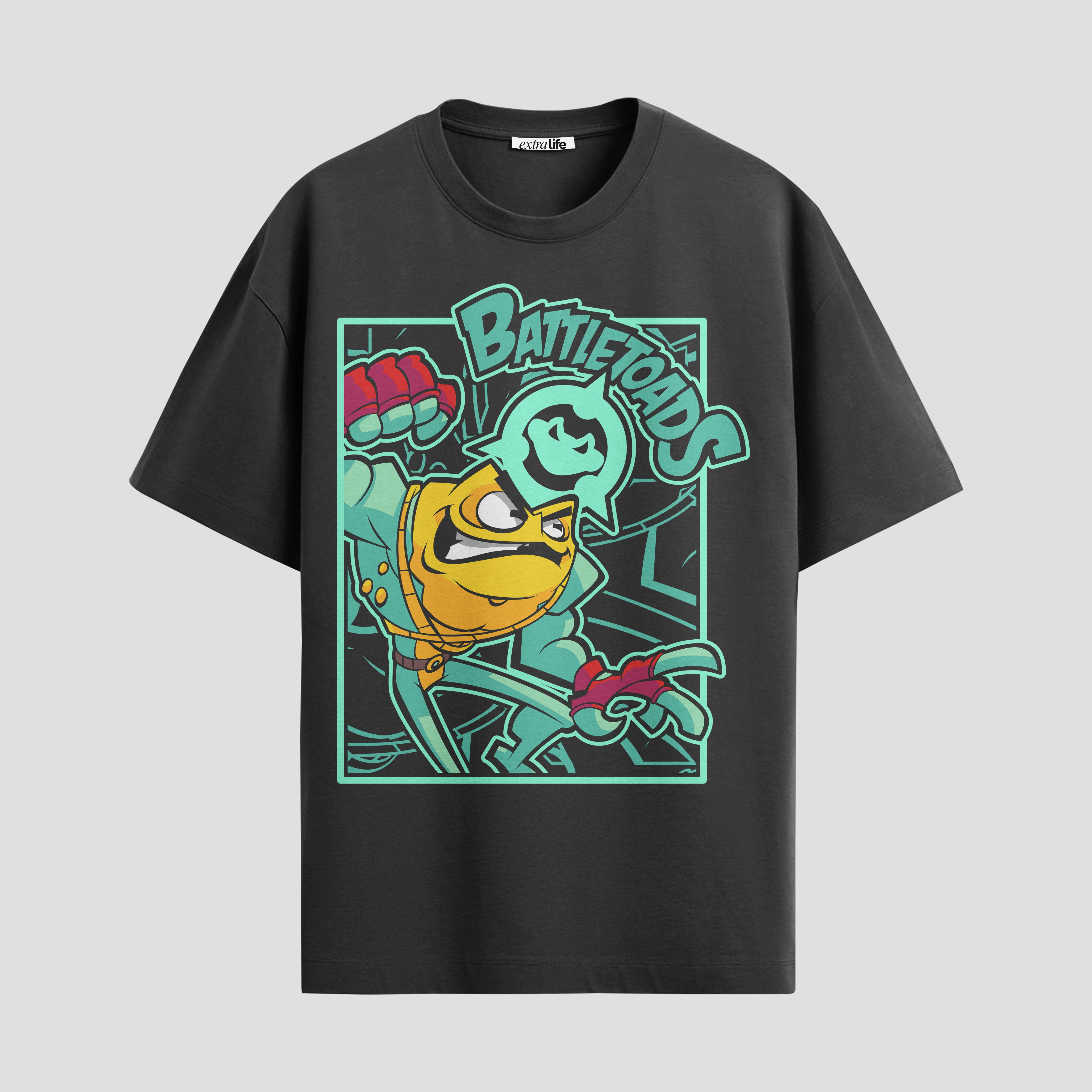 Playera urbana de anime y gaming ExtraLife MX, corte Standard Fit unisex ligero y transpirable en color Deep Black y Pure White, ropa de uso diario para gym y casual.