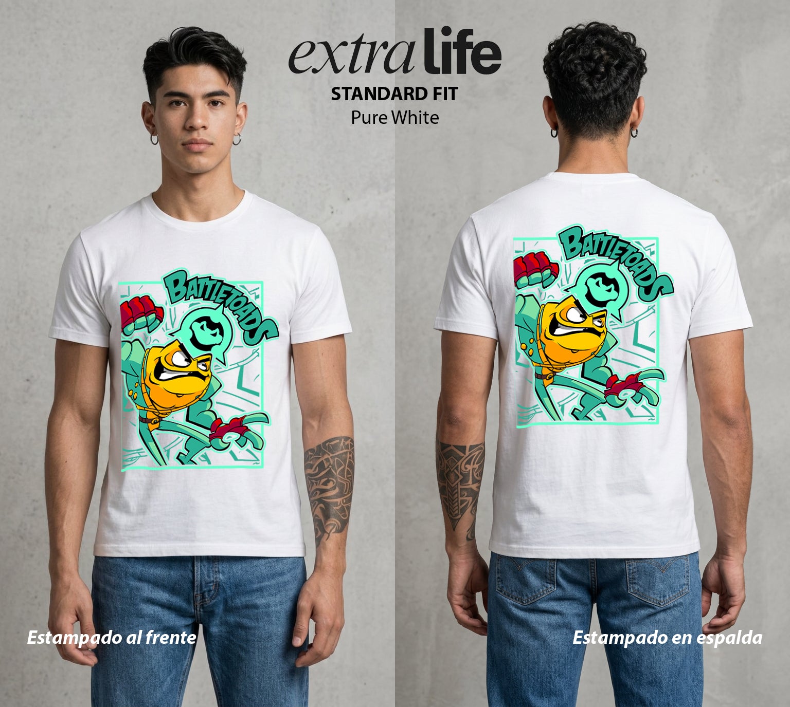 Las Ranas de Combate | Ranas en Guerra #00188 - Playera Standard Fit | Pure White - Foto en modelo