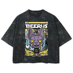 Playera streetwear premium de anime y gaming ExtraLife MX, corte boxy deluxe mineral wash heavyweight en color Acid Wash, moda urbana mexicana de culto.