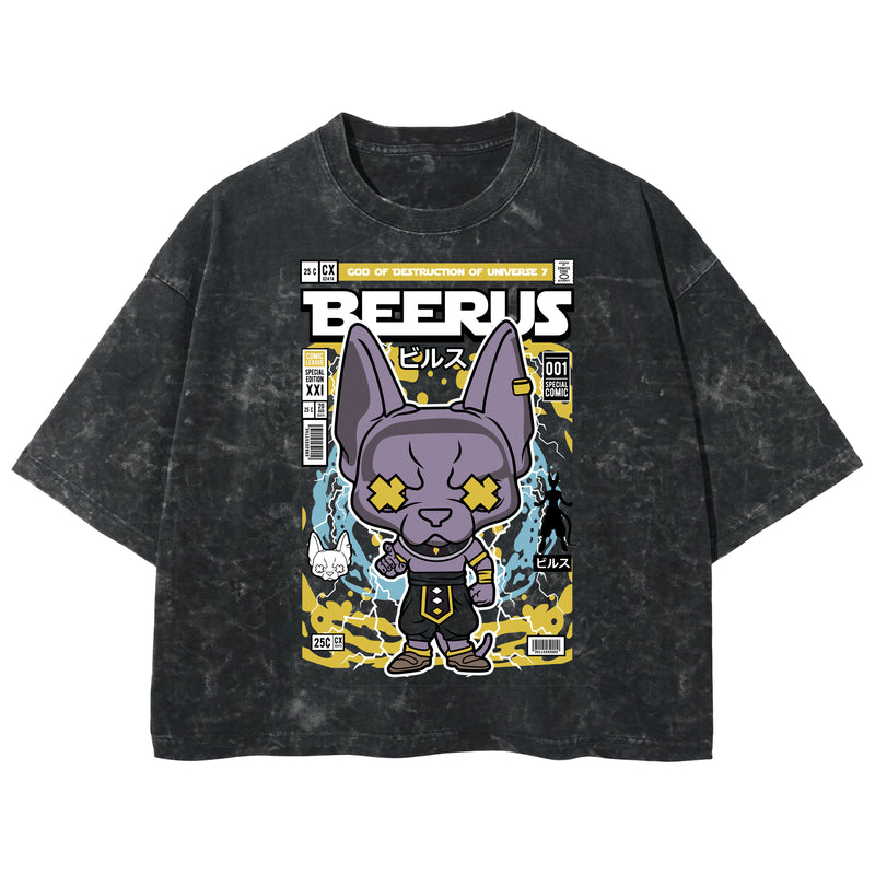 Playera streetwear premium de anime y gaming ExtraLife MX, corte boxy deluxe mineral wash heavyweight en color Acid Wash, moda urbana mexicana de culto.
