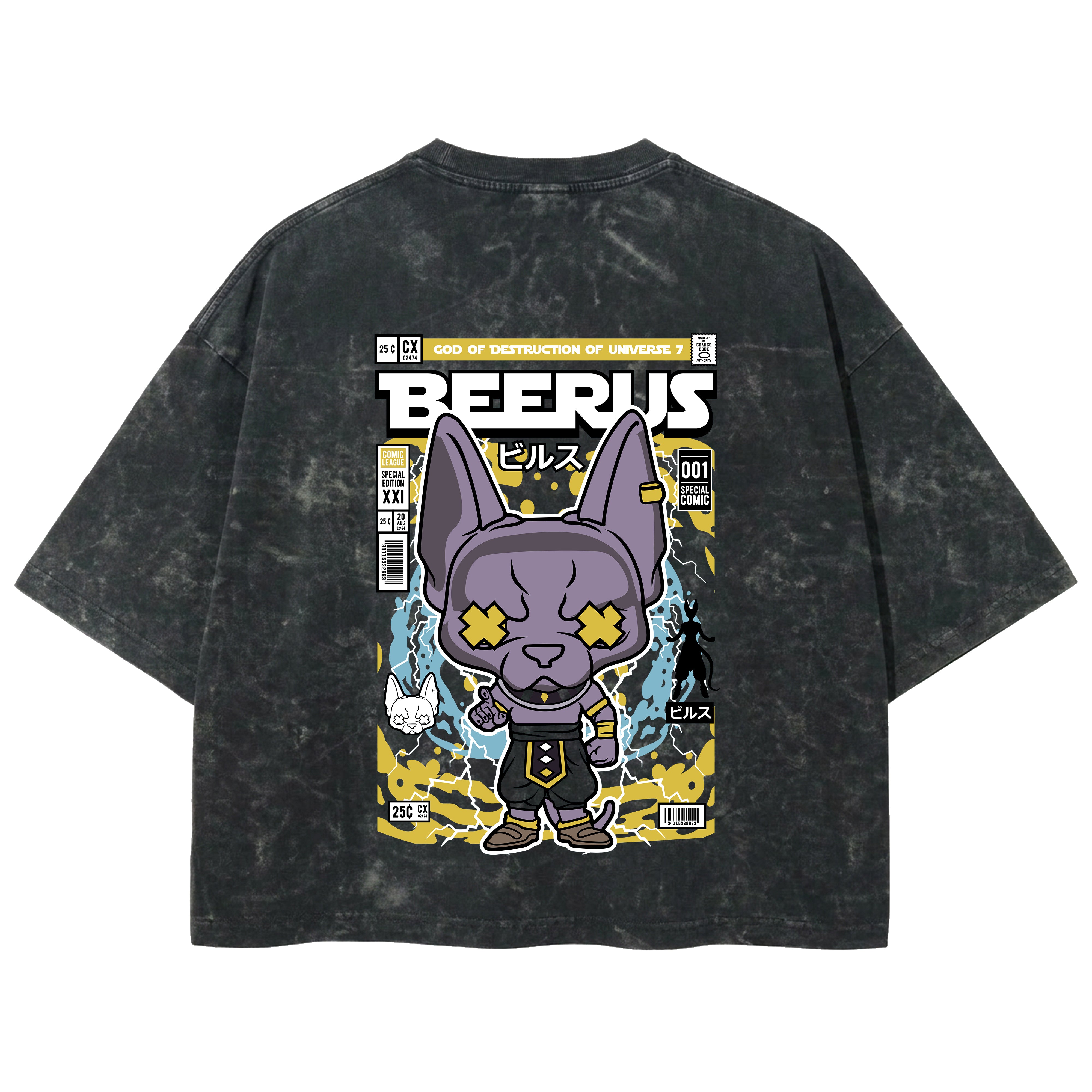 Playera streetwear premium de anime y gaming ExtraLife MX, corte boxy deluxe mineral wash heavyweight en color Acid Wash, moda urbana mexicana de culto.
