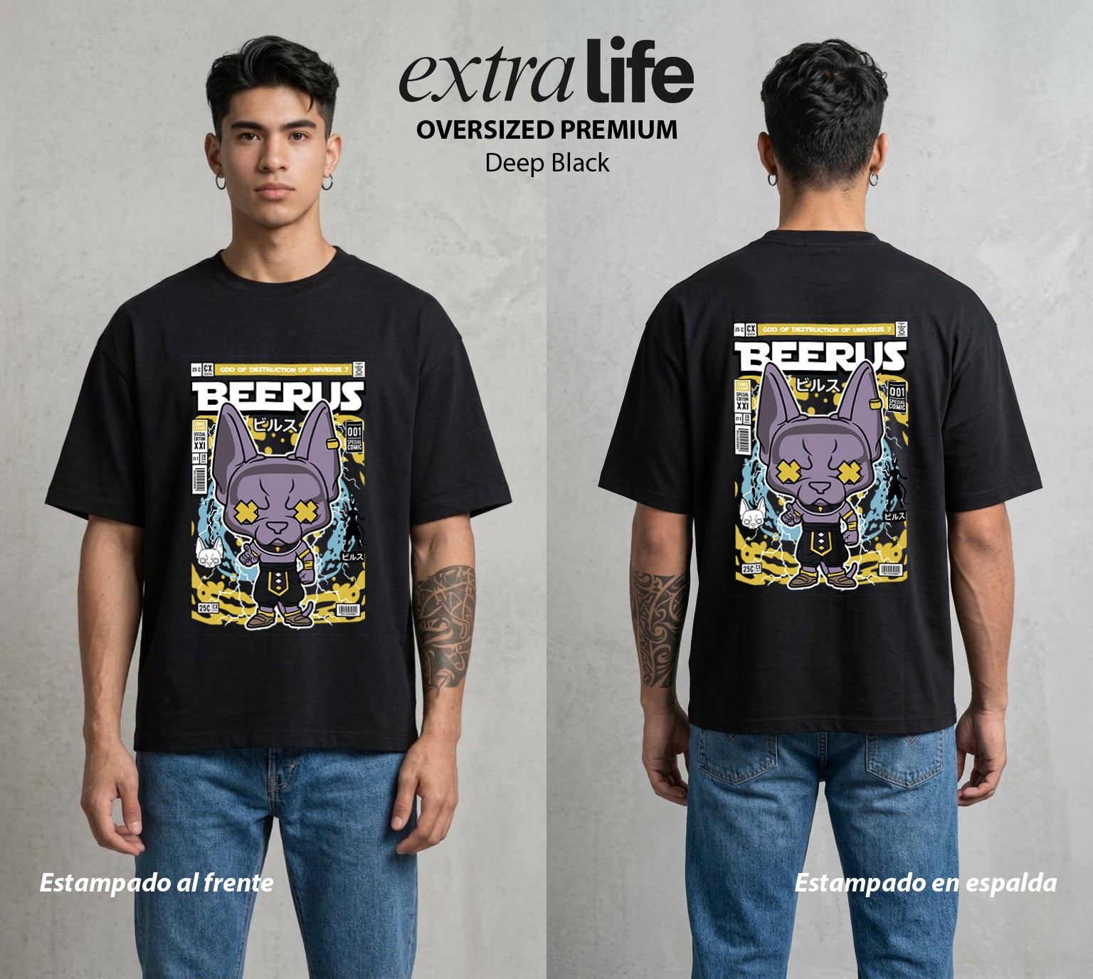 El Poder de las Esferas | El Dios de la Destruccion #00189 - Playera Oversized Premium | Deep Black - Foto en modelo
