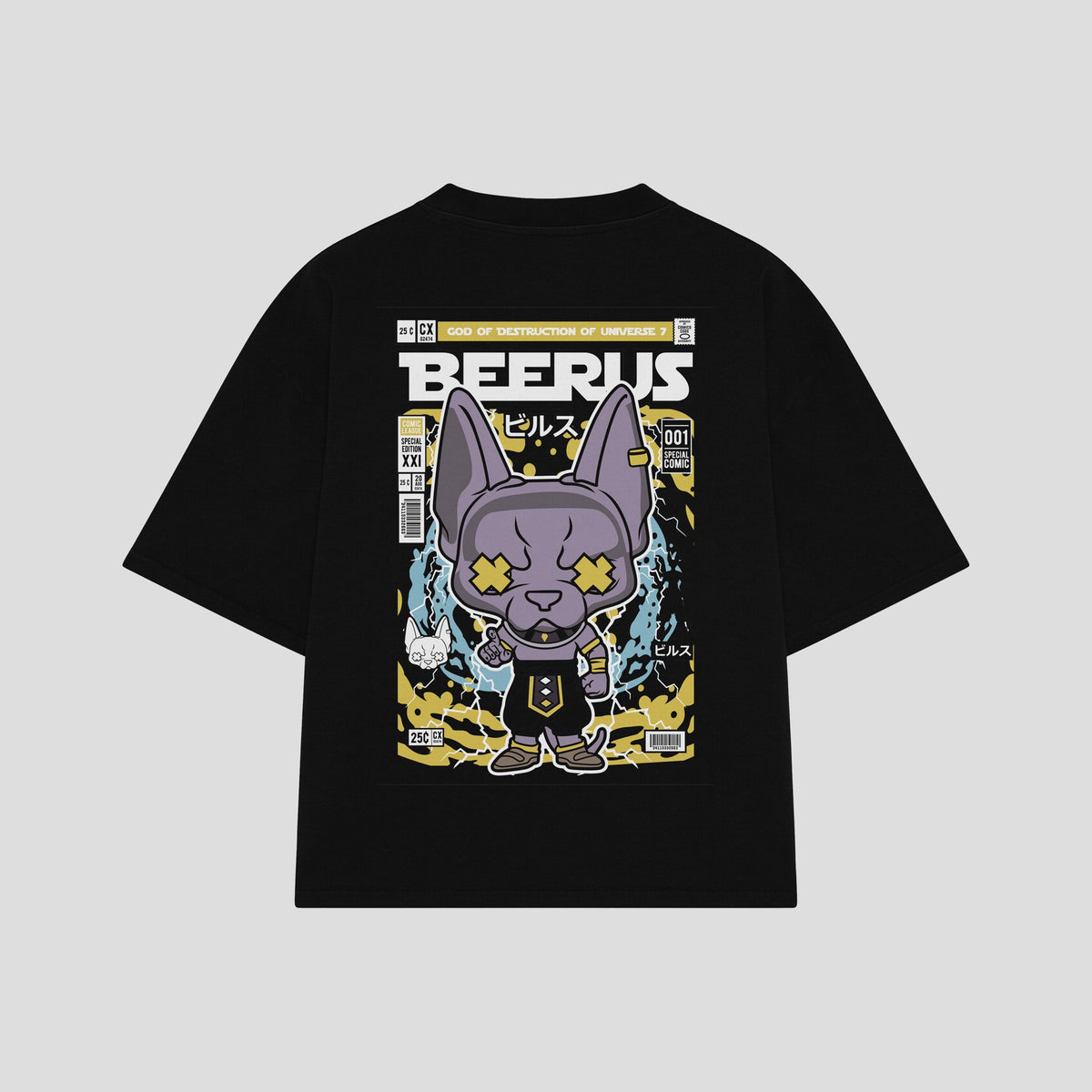 Playera streetwear premium de anime y gaming ExtraLife MX, corte oversized drop shoulder ligero y fresco en color Deep Black y Off-White, moda urbana mexicana de culto.