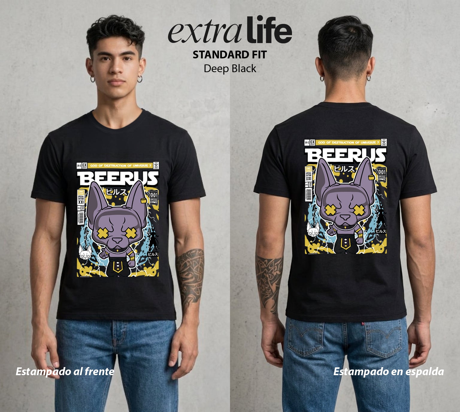El Poder de las Esferas | El Dios de la Destruccion #00189 - Playera Standard Fit | Deep Black - Foto en modelo