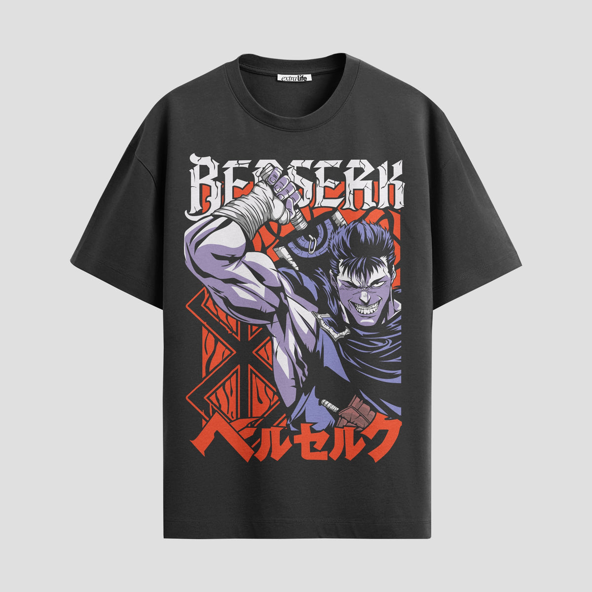 Playera urbana de anime y gaming ExtraLife MX, corte Classic Premium unisex ligero y transpirable en color Deep Black y Pure White, ropa de uso diario para gym y casual.