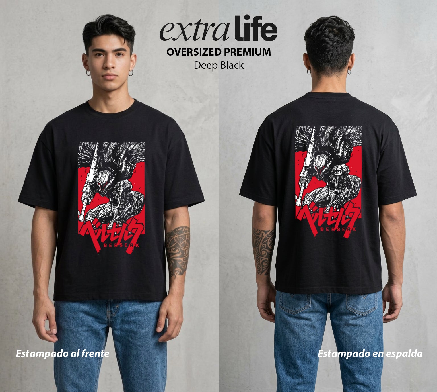 La Marca del Sacrificio | El Eclipse #00191 - Playera Oversized Premium | Deep Black - Foto en modelo
