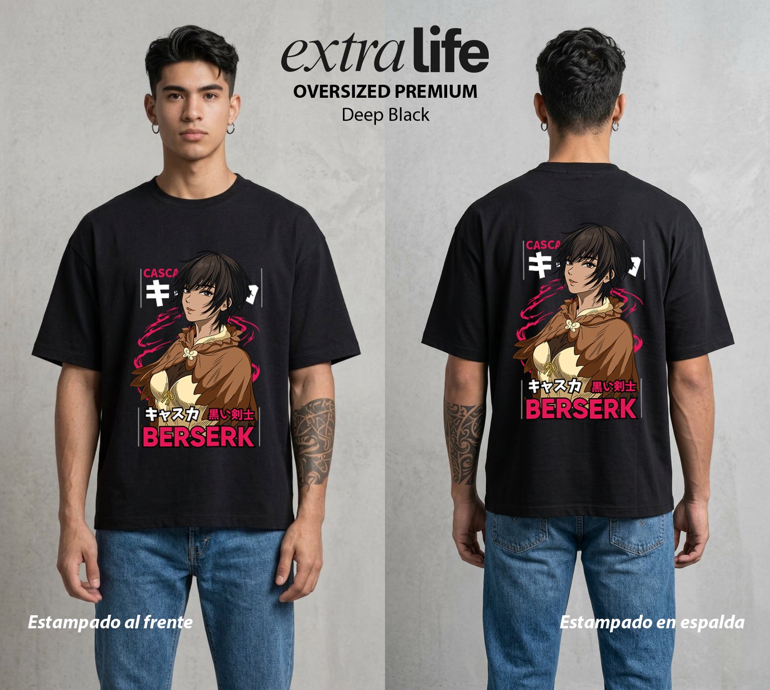 La Marca del Sacrificio | La Guerrera del Eclipse #00194 - Playera Oversized Premium | Deep Black - Foto en modelo