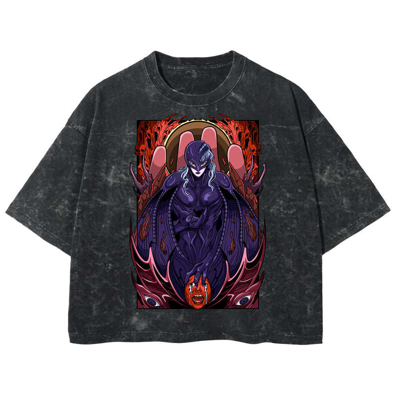 Playera streetwear premium de anime y gaming ExtraLife MX, corte boxy deluxe mineral wash heavyweight en color Acid Wash, moda urbana mexicana de culto.