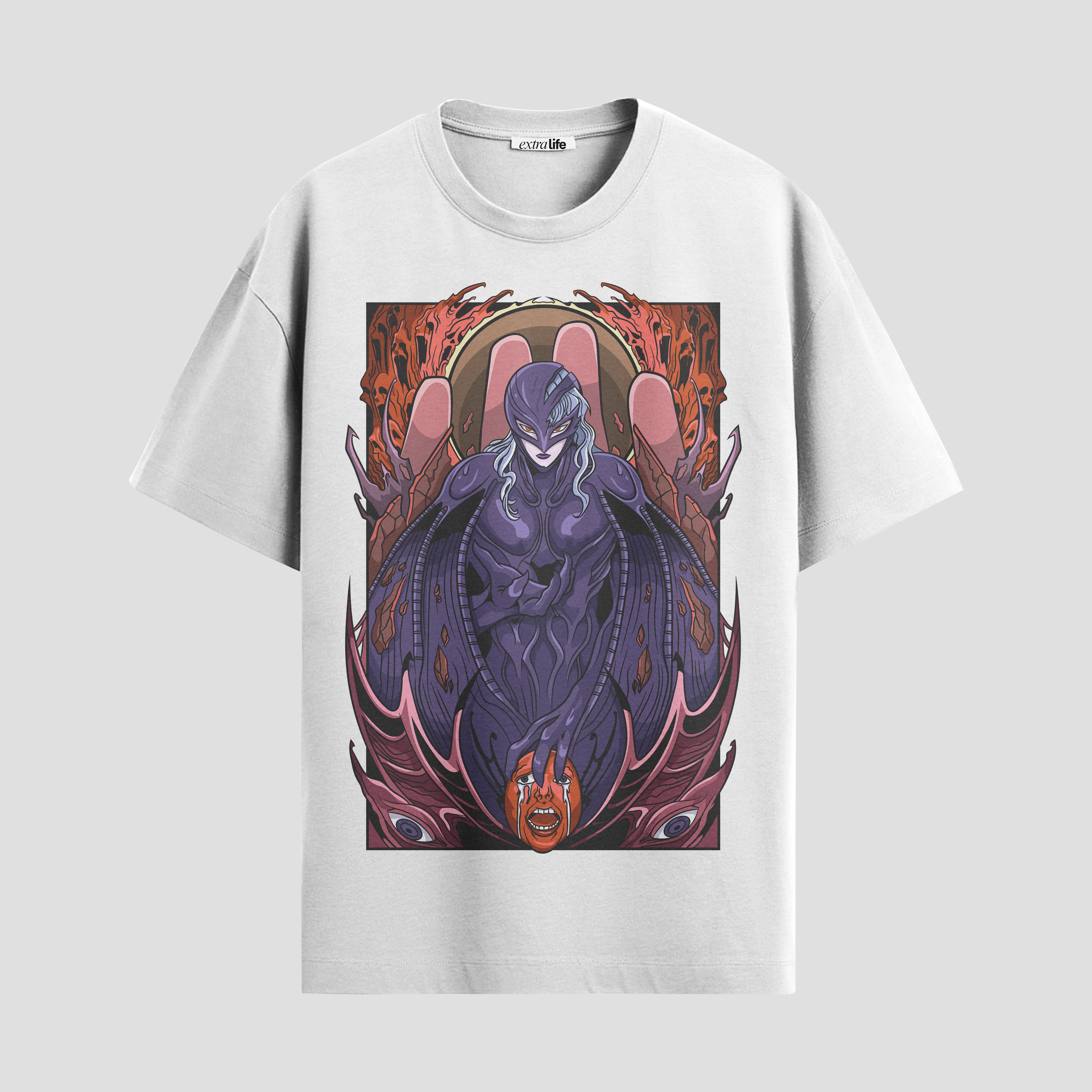 Playera urbana de anime y gaming ExtraLife MX, corte Standard Fit unisex ligero y transpirable en color Deep Black y Pure White, ropa de uso diario para gym y casual.