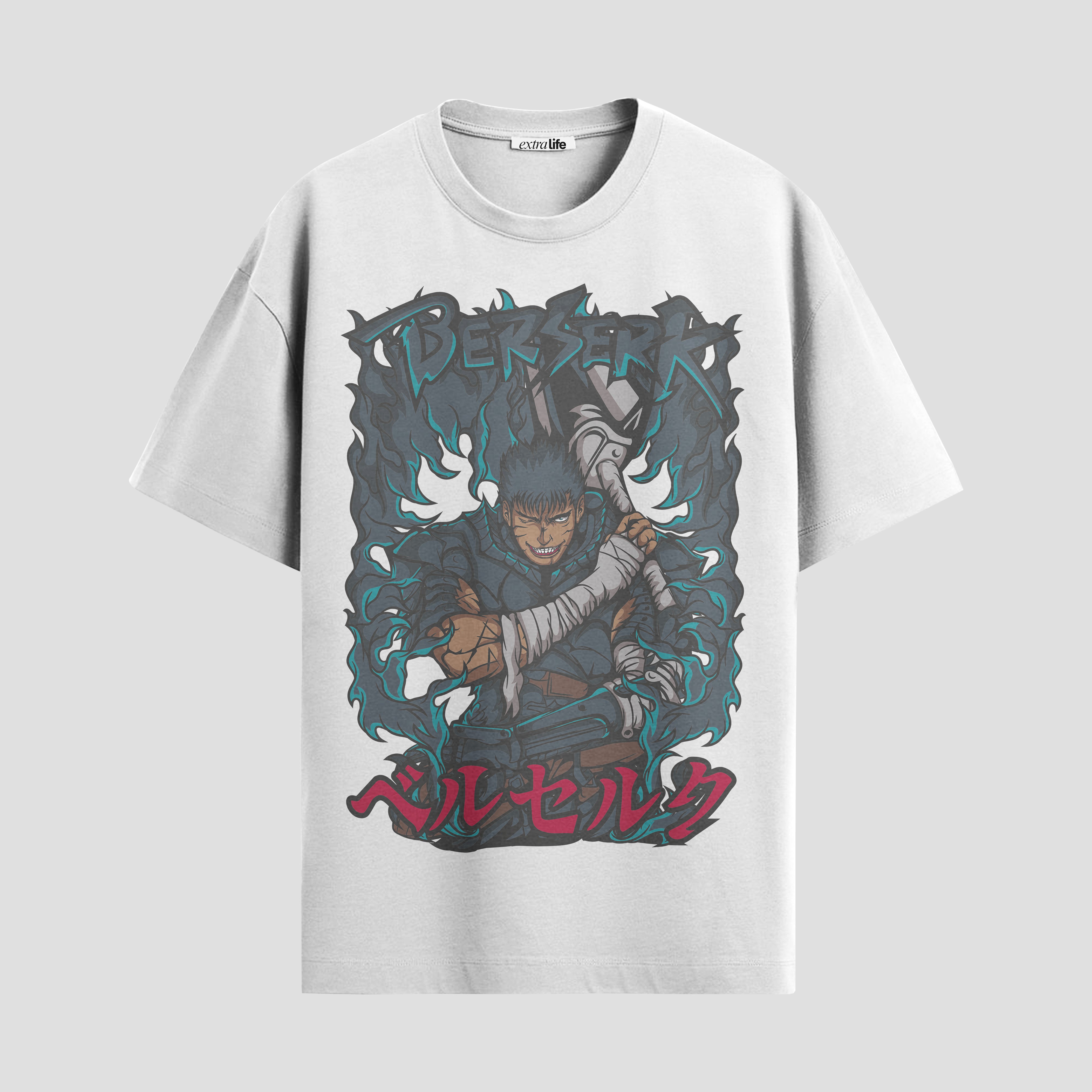 Playera urbana de anime y gaming ExtraLife MX, corte Standard Fit unisex ligero y transpirable en color Deep Black y Pure White, ropa de uso diario para gym y casual.