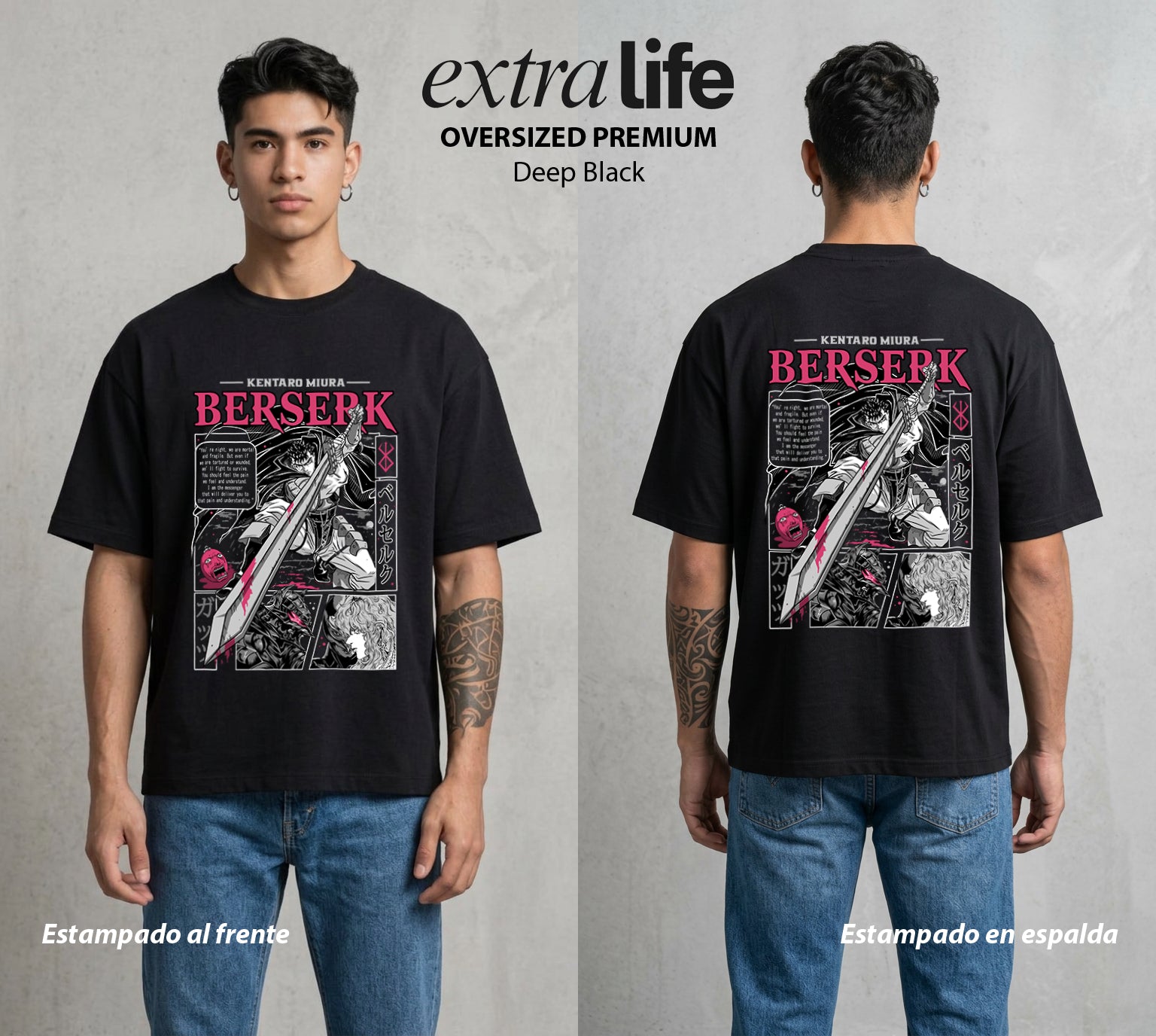 La Marca del Sacrificio | La Marca del Destino #00205 - Playera Oversized Premium | Deep Black - Foto en modelo
