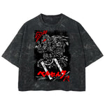 Playera streetwear premium de anime y gaming ExtraLife MX, corte boxy deluxe mineral wash heavyweight en color Acid Wash, moda urbana mexicana de culto.