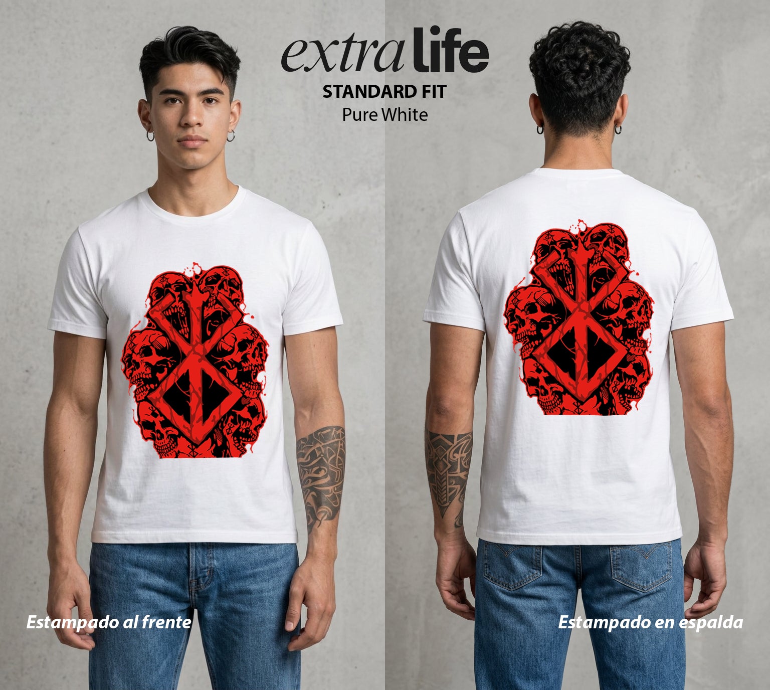 La Marca del Sacrificio | El Eclipse #00209 - Playera Standard Fit | Pure White - Foto en modelo