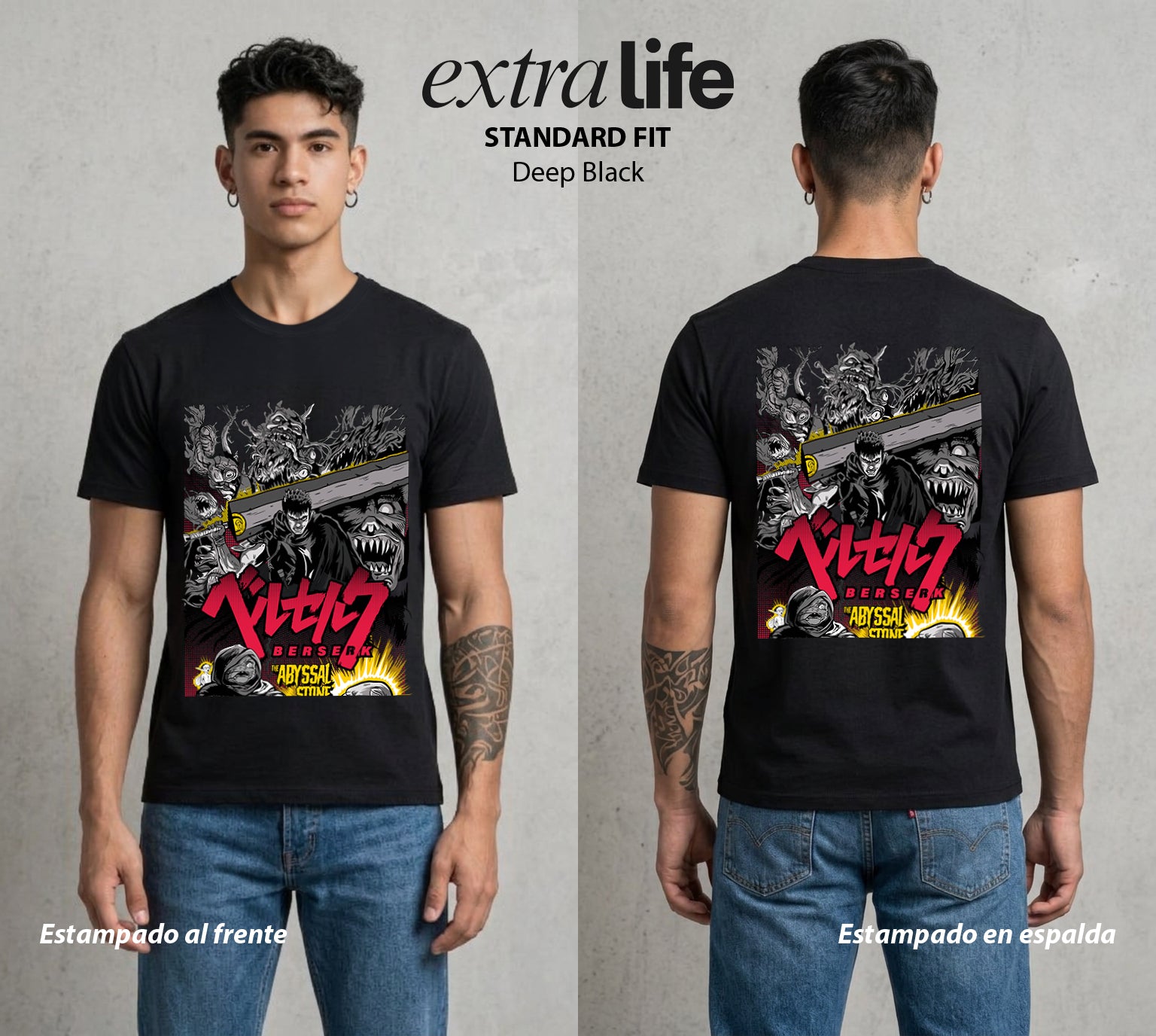 La Marca del Sacrificio | La Piedra del Abismo #00211 - Playera Standard Fit | Deep Black - Foto en modelo