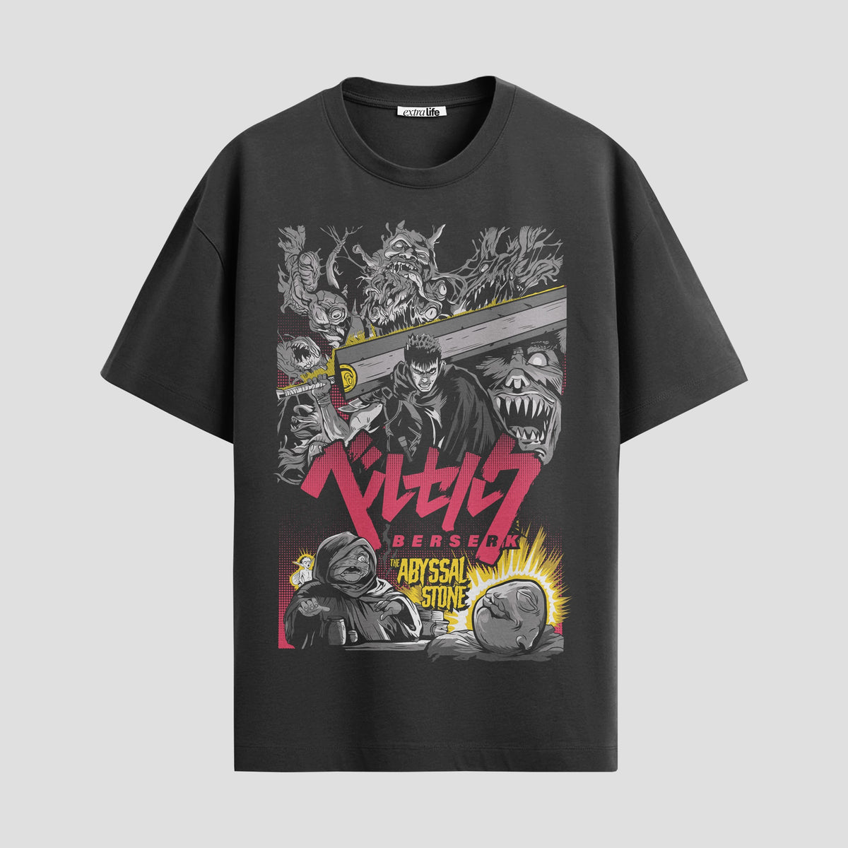 Playera urbana de anime y gaming ExtraLife MX, corte Classic Premium unisex ligero y transpirable en color Deep Black y Pure White, ropa de uso diario para gym y casual.