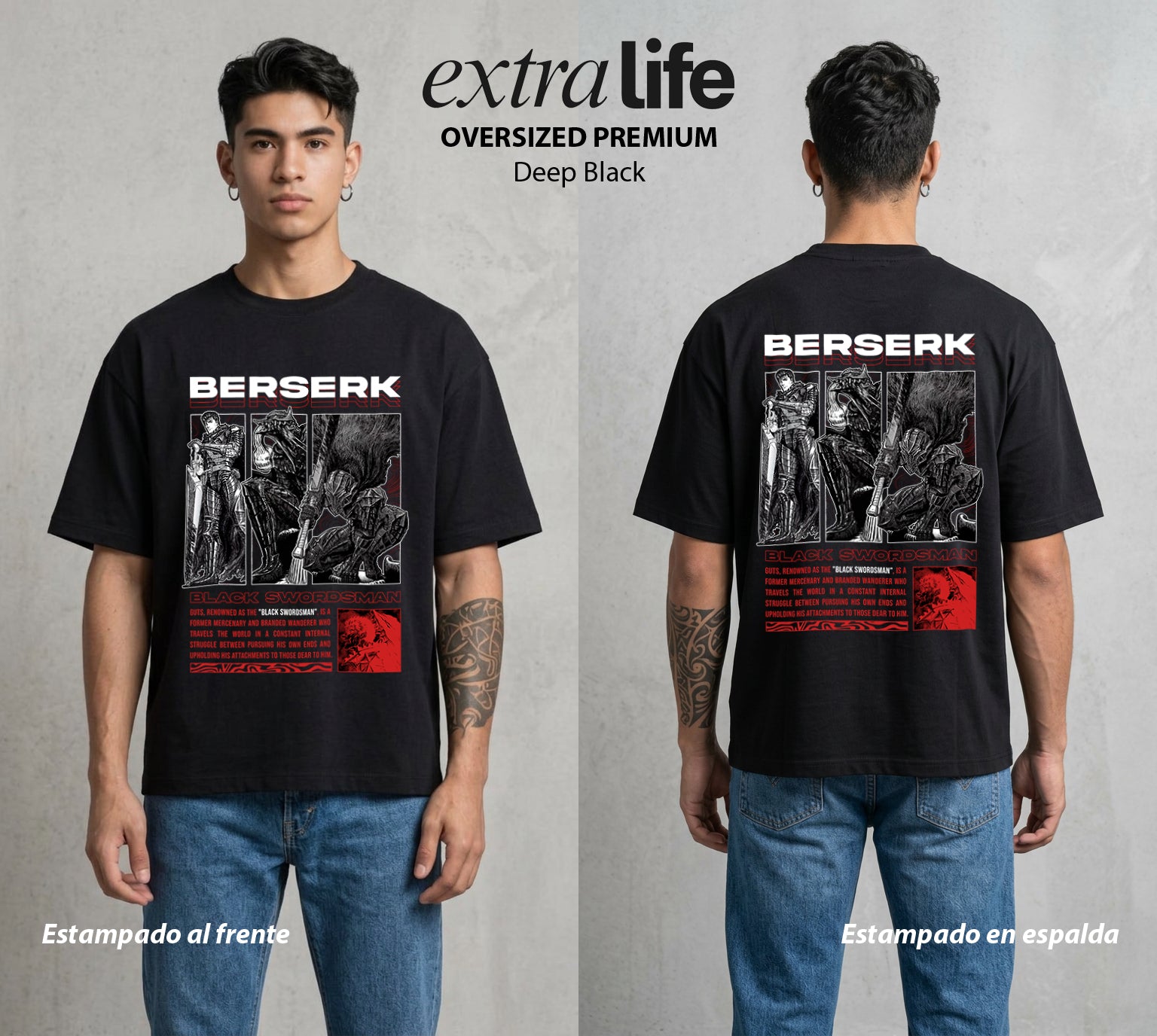 La Marca del Sacrificio | El Eclipse #00212 - Playera Oversized Premium | Deep Black - Foto en modelo