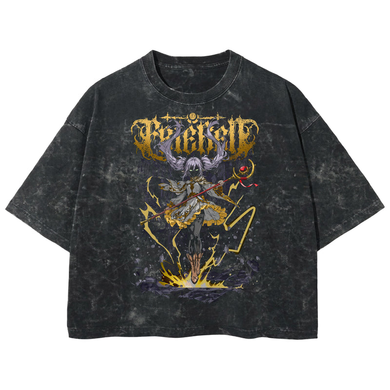Playera streetwear premium de anime y gaming ExtraLife MX, corte boxy deluxe mineral wash heavyweight en color Acid Wash, moda urbana mexicana de culto.