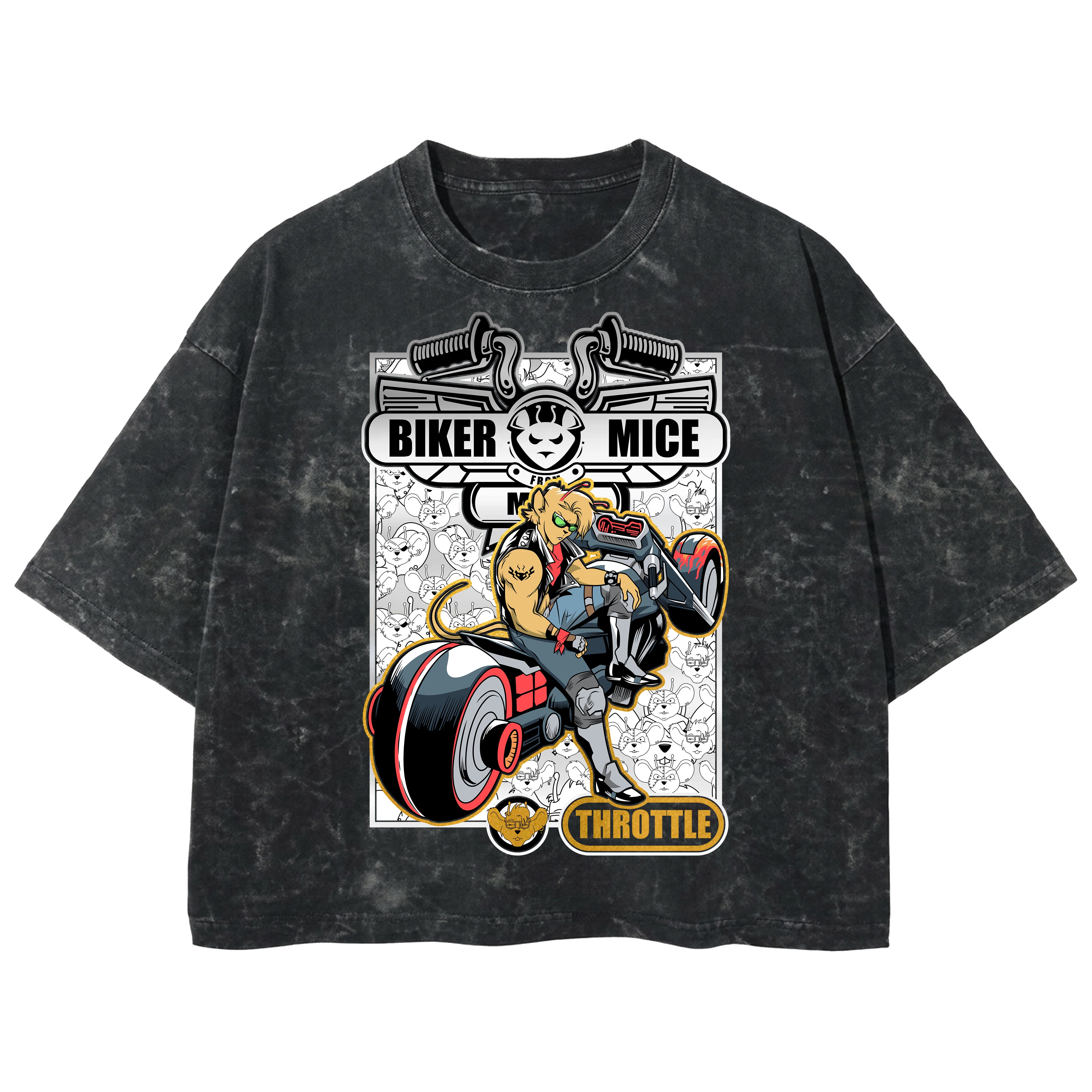 Playera streetwear premium de anime y gaming ExtraLife MX, corte boxy deluxe mineral wash heavyweight en color Acid Wash, moda urbana mexicana de culto.