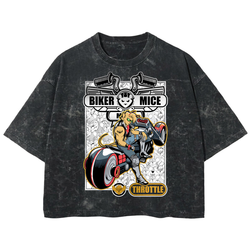 Playera streetwear premium de anime y gaming ExtraLife MX, corte boxy deluxe mineral wash heavyweight en color Acid Wash, moda urbana mexicana de culto.