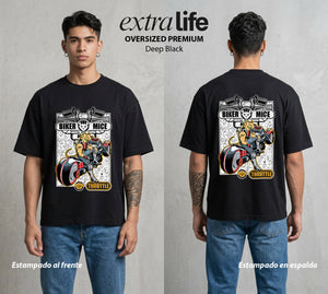 Las Motos de Marte | Motos del Bien #00214 - Playera Oversized Premium | Deep Black - Foto en modelo