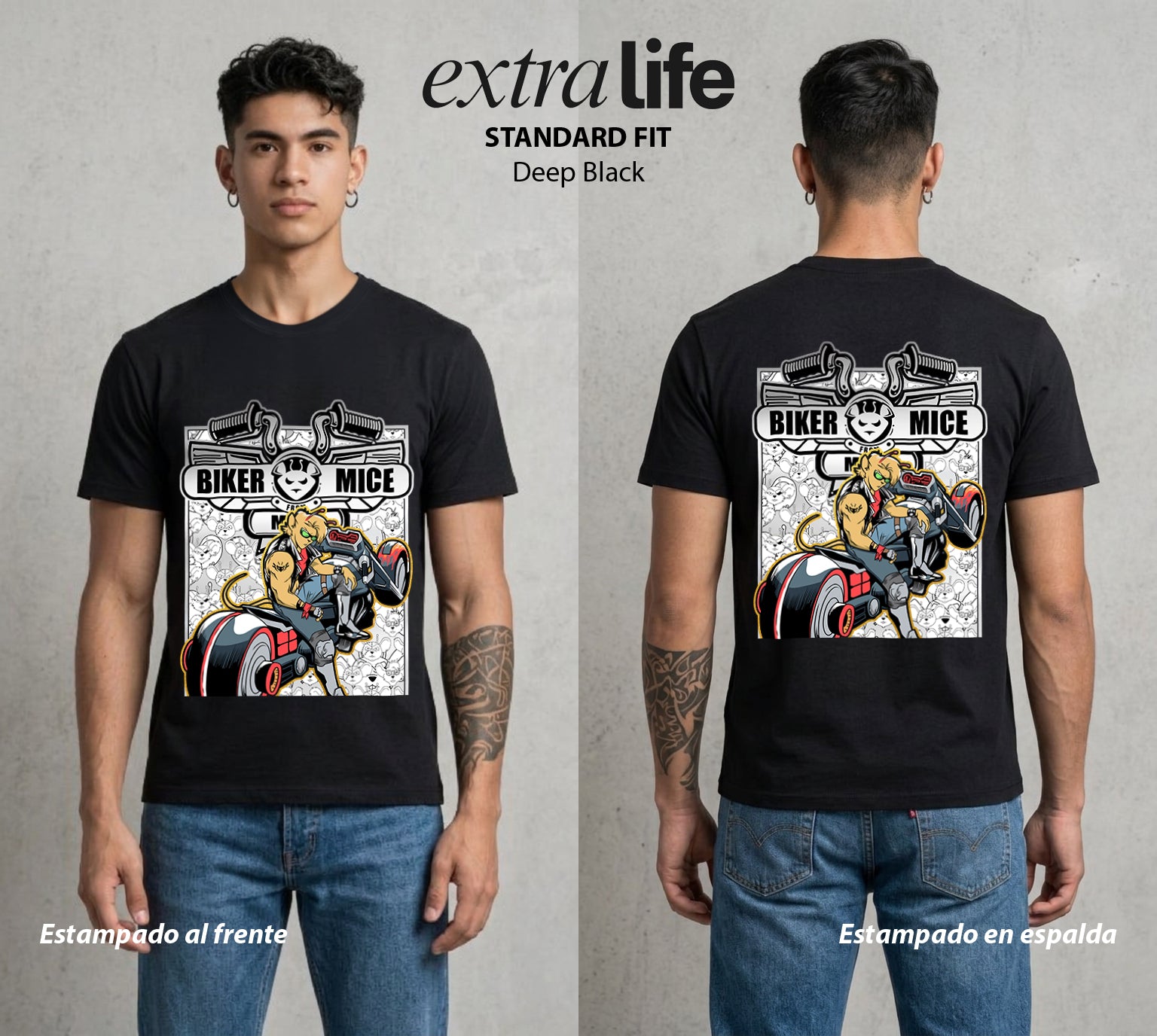 Las Motos de Marte | Motos del Bien #00214 - Playera Standard Fit | Deep Black - Foto en modelo