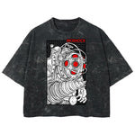 Playera streetwear premium de anime y gaming ExtraLife MX, corte boxy deluxe mineral wash heavyweight en color Acid Wash, moda urbana mexicana de culto.