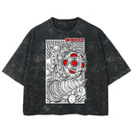 Playera streetwear premium de anime y gaming ExtraLife MX, corte boxy deluxe mineral wash heavyweight en color Acid Wash, moda urbana mexicana de culto.
