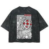 Playera streetwear premium de anime y gaming ExtraLife MX, corte boxy deluxe mineral wash heavyweight en color Acid Wash, moda urbana mexicana de culto.